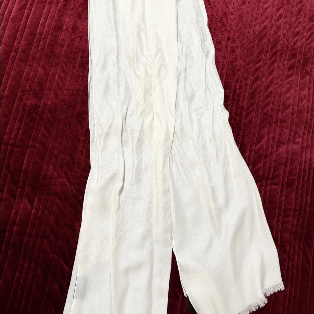 Gucci Cream Scarf with Logo